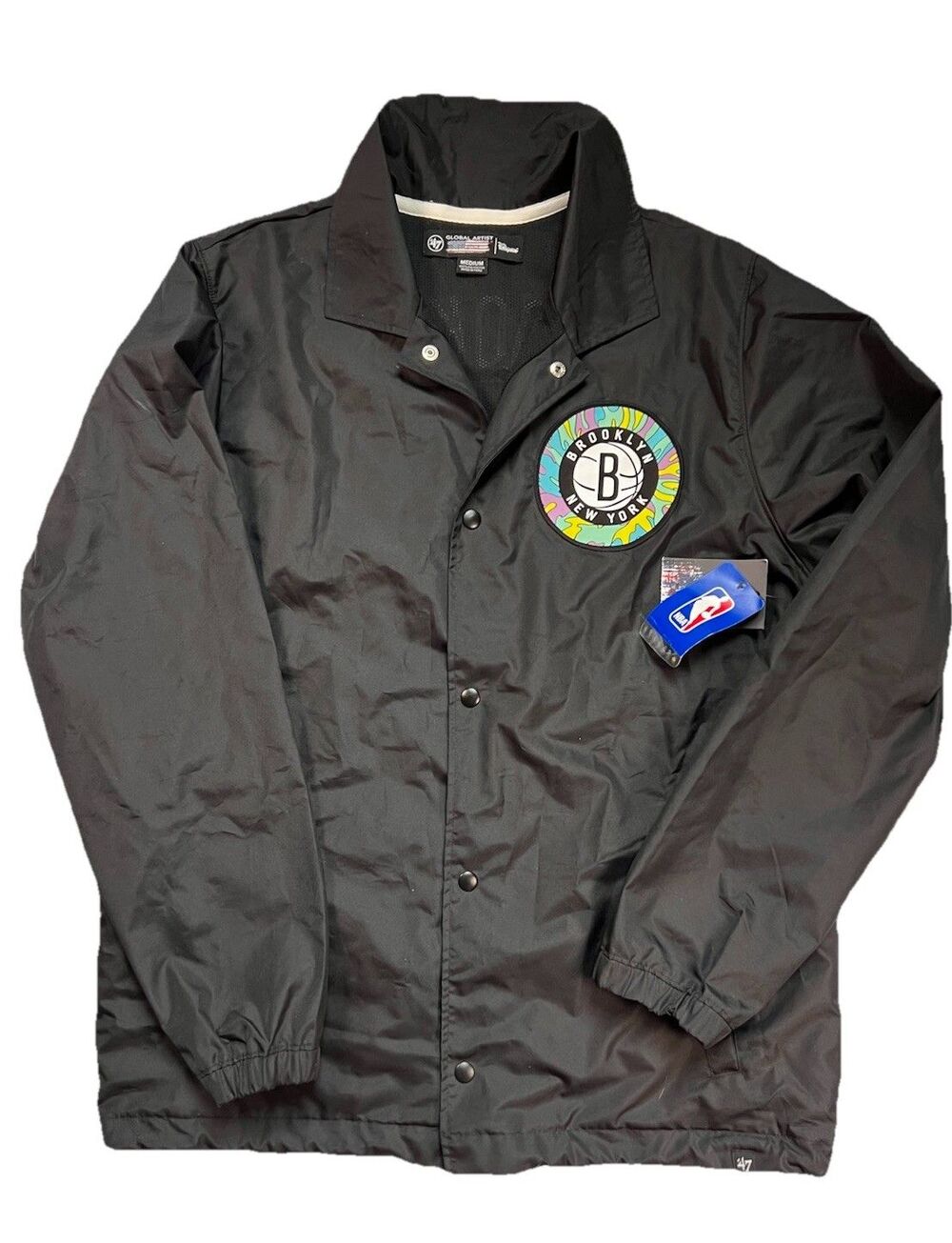 47 Brand Popaganda x Brooklyn Nets Global Artist Project Black Jacket Medium NWT